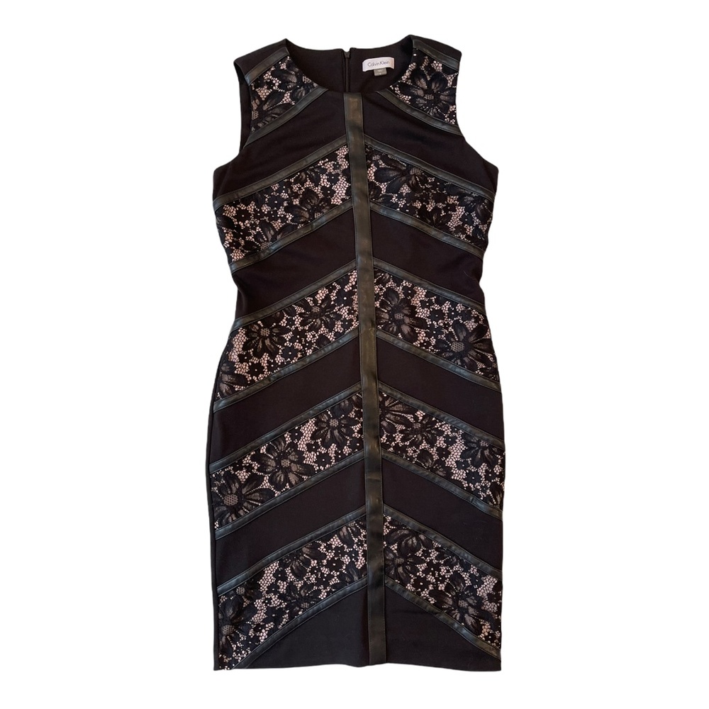 Calvin Klein Mix Media Sheath Black/Nude Dress 6 Women's party dress - Picture 11 of 15